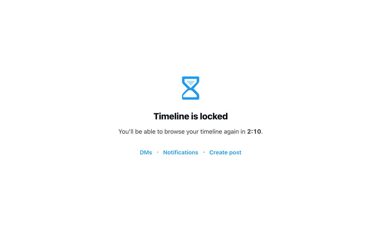 X timeline locked behind a 5-minute hourly window